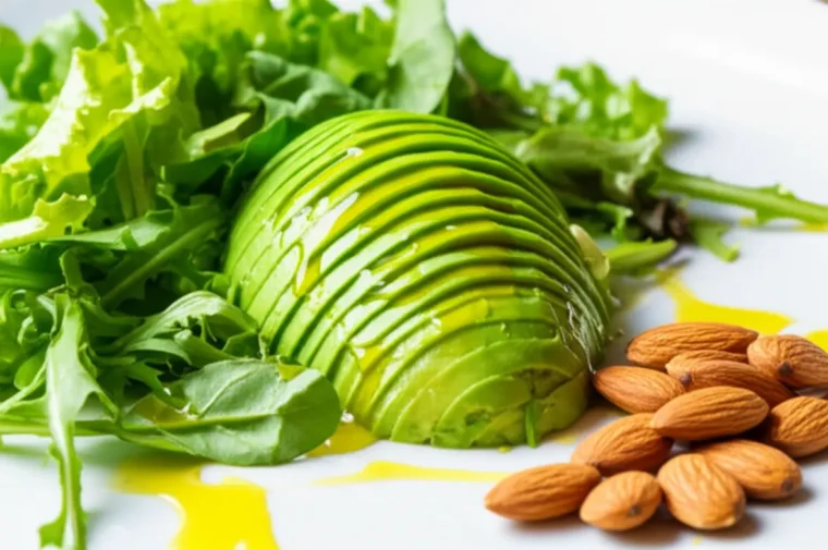 Abacate e amêndoas, fontes de gorduras boas e saudáveis.