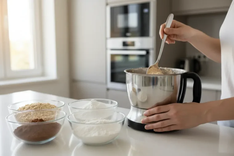 Preparando a receita de hipercalórico caseiro em pó