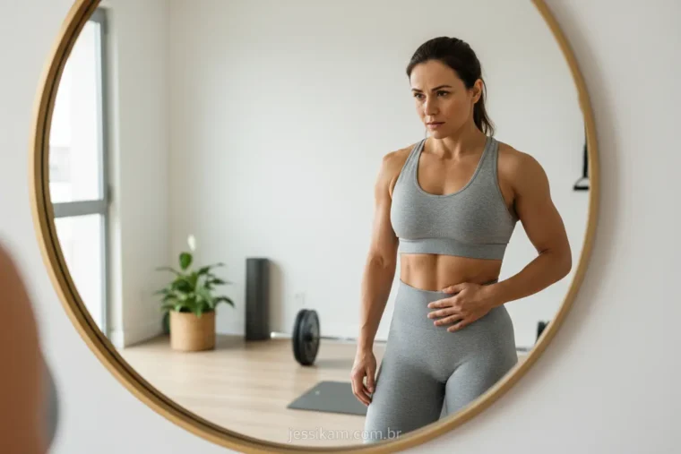 Sinto-me inchada: mulher em casa buscando alívio