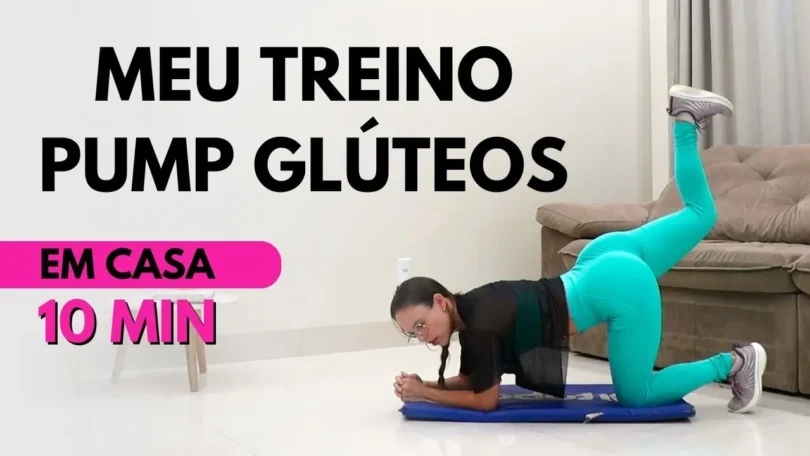 Mulher fazendo treino de Pump de Glúteos em casa sem equipamento