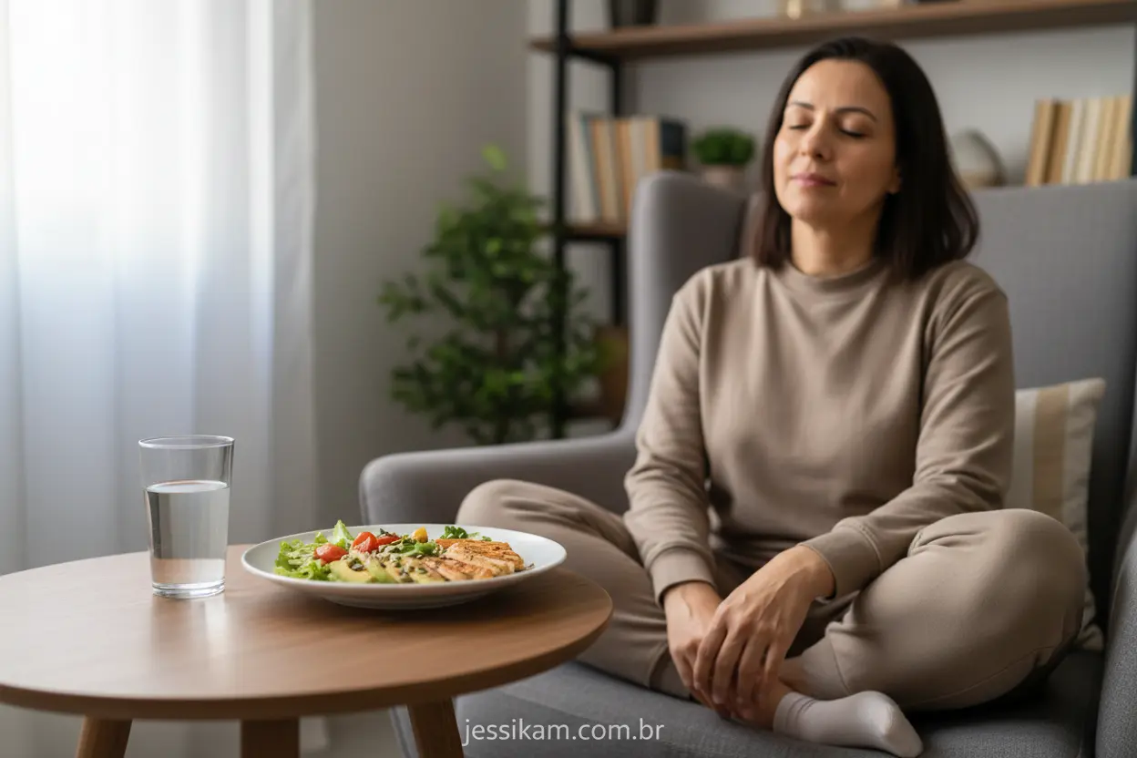 Mulher controlando o apetite com água