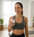 Mulher atlética se hidratando, beber água ajuda a emagrecer