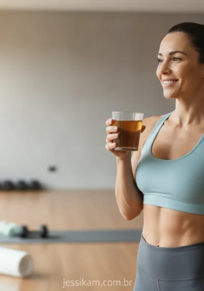 Mulher ativa e feliz praticando jejum intermitente.