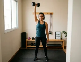 Mulher aumentando a carga com segurança no treino.