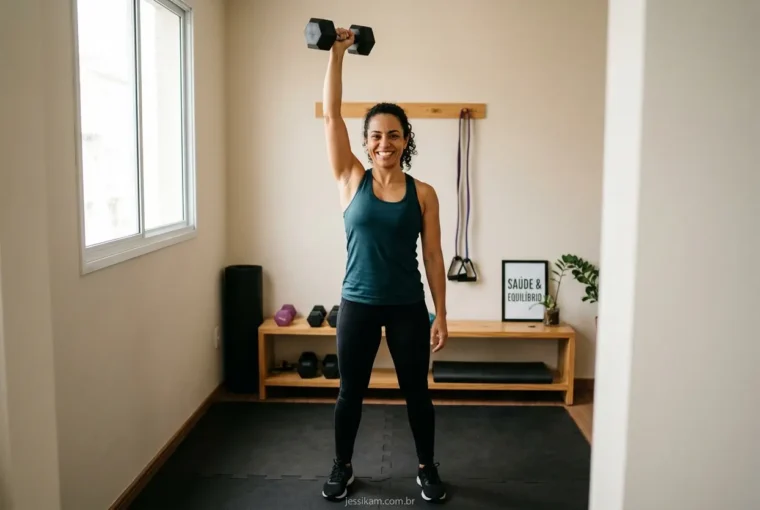 Mulher aumentando a carga com segurança no treino.