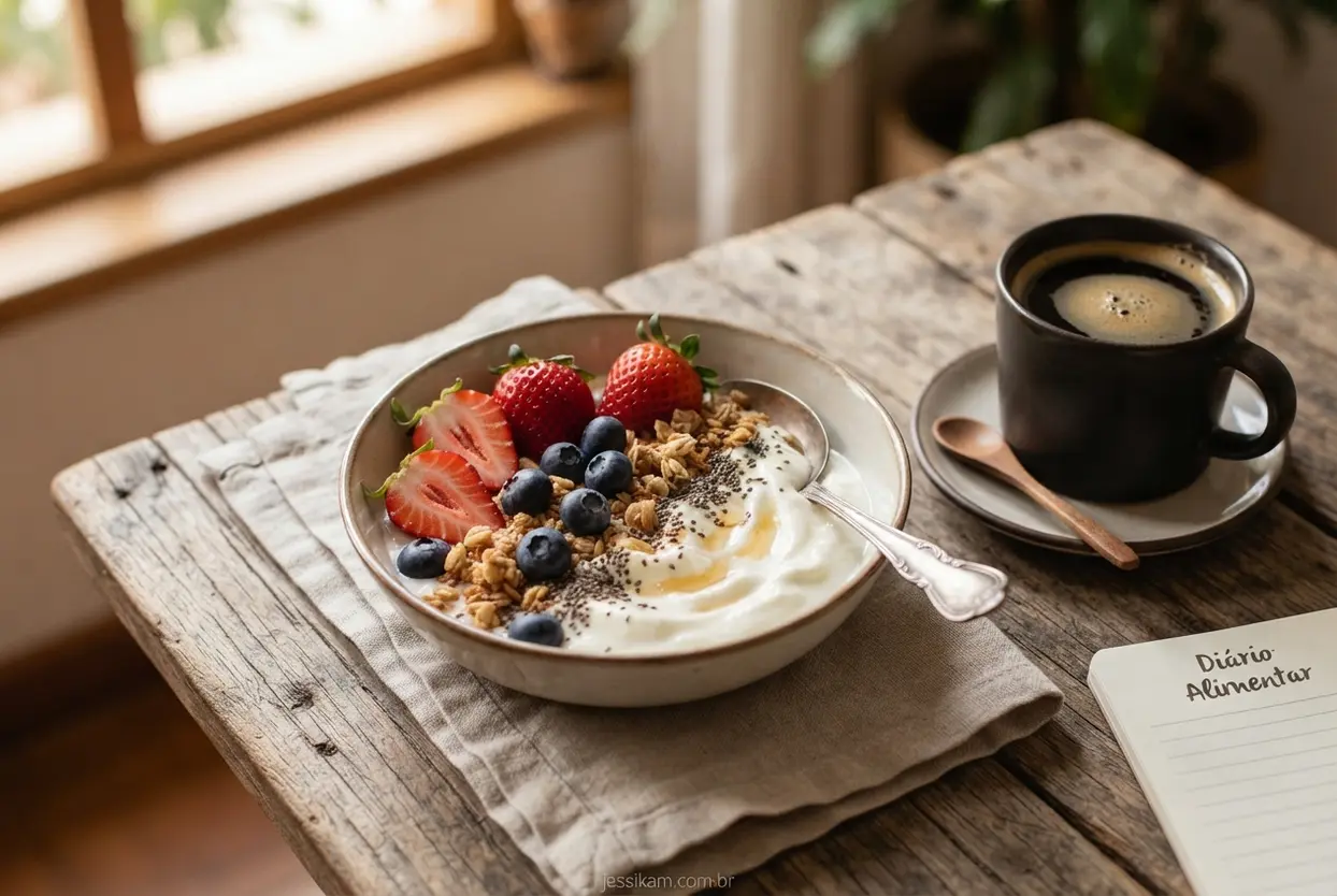 Iogurte com frutas vermelhas e chia para manter a saciedade na dieta