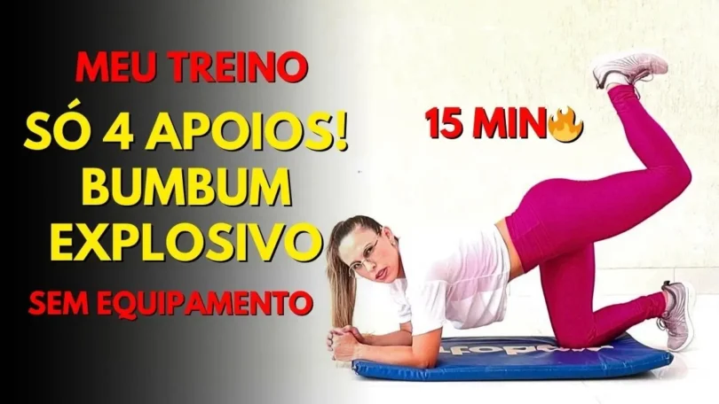Bumbum Durinho em 15 Minutos! Treino de Glúteos SÓ 4 APOIOS